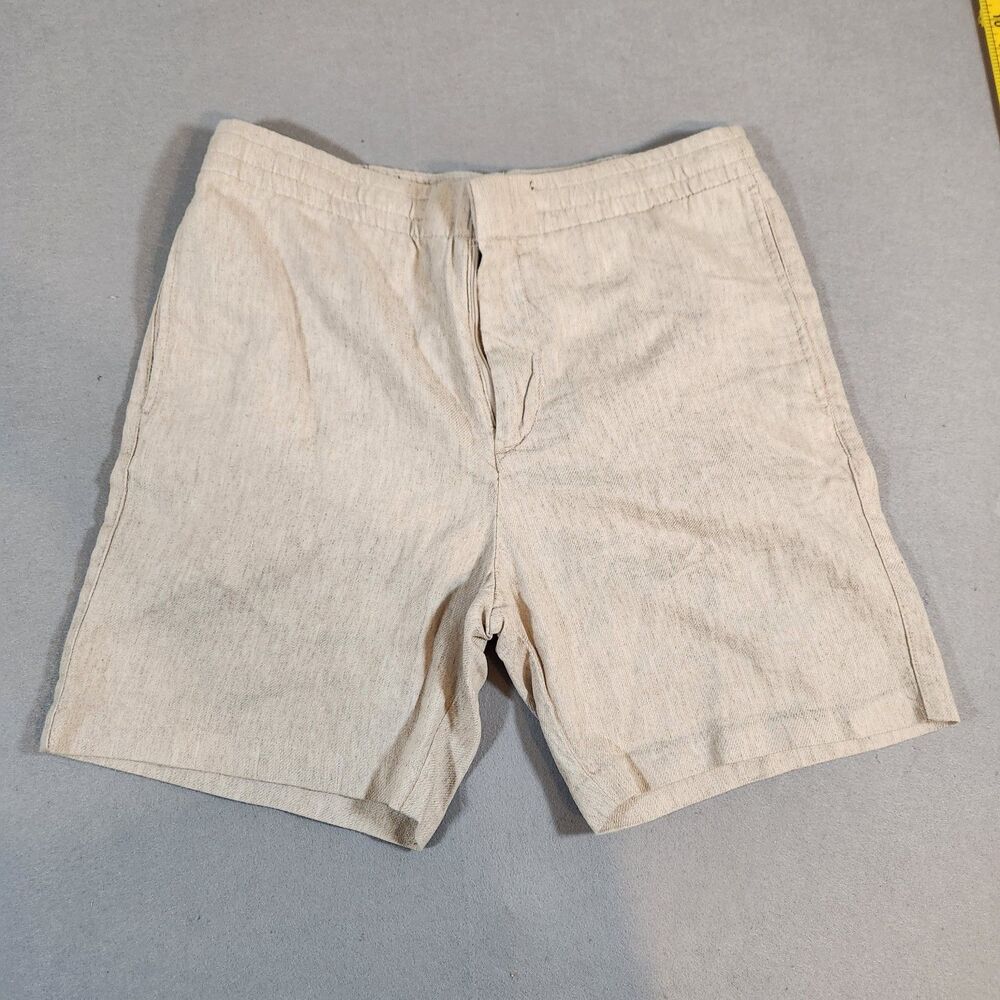 H&M Linen Blend Shorts Elastic Waist Casual Summer Beige Shorts Size Medium